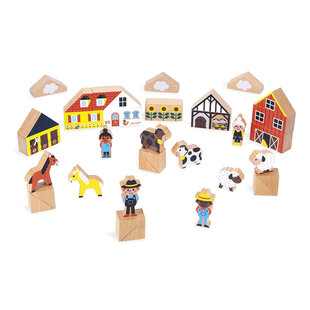 Janod | Cross Roads - Countryside 34 Wooden Blocks Set
