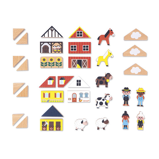 Janod Janod | Cross Roads - Set aus 34 Bauklötzen Auf Dem Land