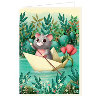 Mail-Box |  Carte de vœux Barbara Denef Souris sur un bateau