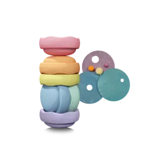 Stapelstein | Grimms x Stapelstein Set Rolling Discs Cool Pastel