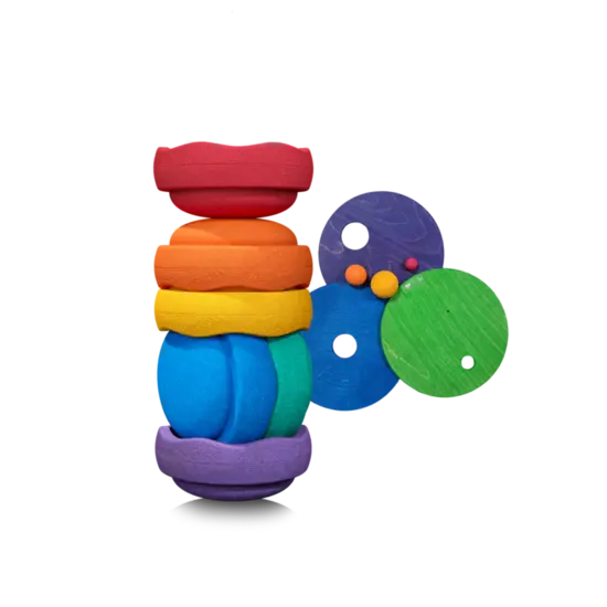 Stapelstein Stapelstein | Grimms x Stapelstein Set Rolling Discs Cool Classic