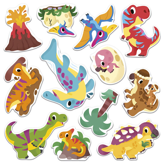 Janod Janod | Coffret Créatif Stickers Epais Repositionnables Dinos - 2 ans