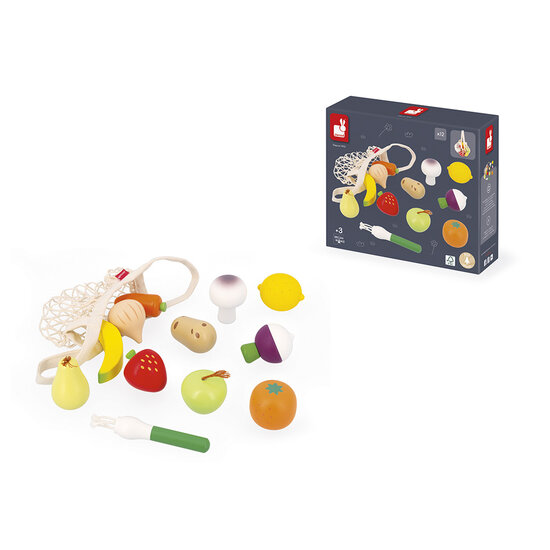 Janod Janod | Set van 12 Fruit en Groenten Net Glimmende Oma