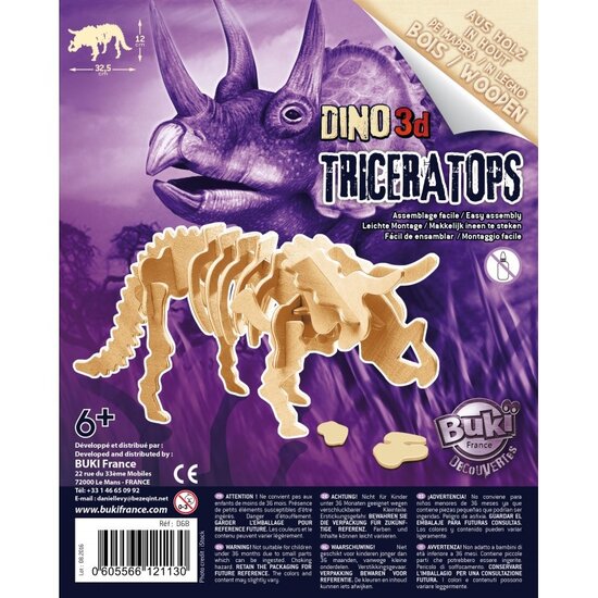 Buki Buki | Wooden Dino 3D Triceratops