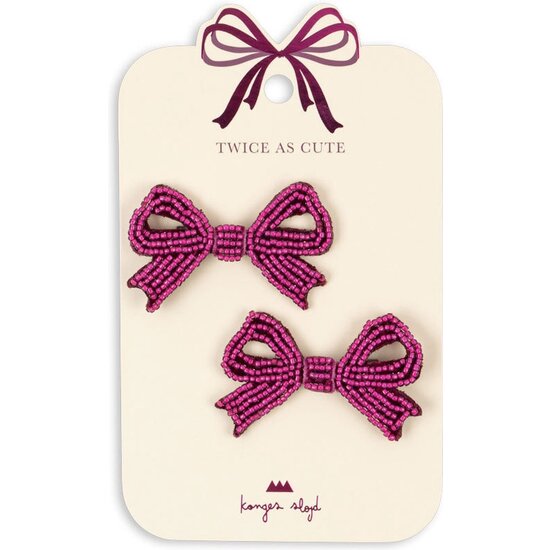 Konges Slojd Konges Slojd | Set of 2 Hair Clips Pearly Bow Sangria