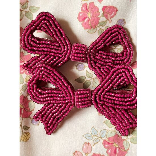 Konges Slojd Konges Slojd | Set of 2 Hair Clips Pearly Bow Sangria