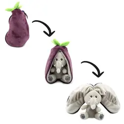 Les déglingos | Flipetz - Pluche Knuffel Fluweel De Olifant/Aubergine