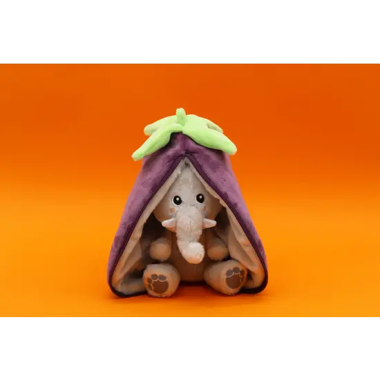 Les déglingos | Flipetz - Pluche Knuffel Fluweel De Olifant/Aubergine