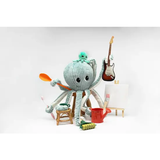 Les déglingos | Les Ptipotos - Peluche Filou la pieuvre maman et son bébé menthe