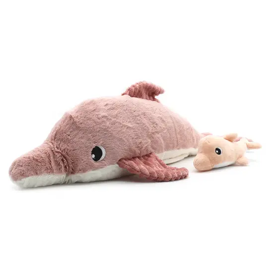 Les déglingos | Les Ptipotos - Tofou dolphin plush toy mother and her pink baby