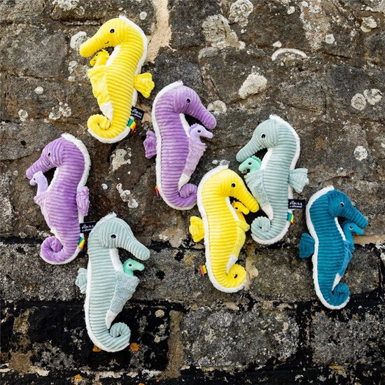 Les déglingos | Les Ptipotos - Pluche Knuffel Papadou De Zeepaard Vader En Zijn Blauwe Baby