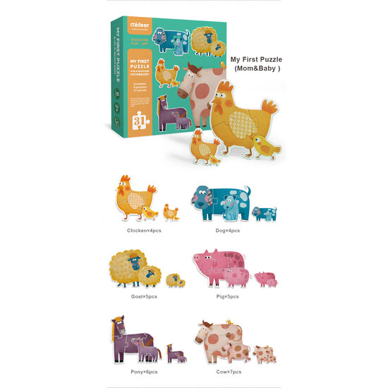 Mideer Mideer | Mijn Eerste Puzzel Mam & Baby 31 Stuks
