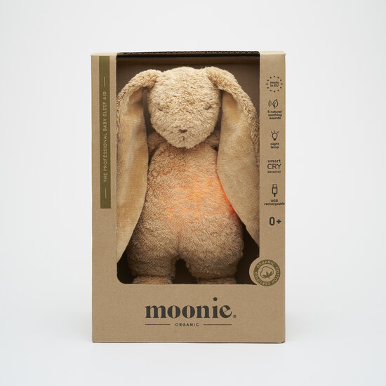 Moonie Moonie 2.0 | Cappuccino  - Organic Humming Bunny With A Lamp