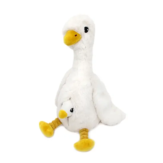 Les déglingos | Les Ptipotos - Pluche Knuffel Jébongou Wit Gans Moeder En Haar Baby