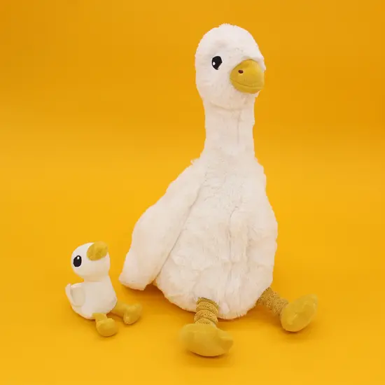 Les déglingos | Les Ptipotos - Jébongou white goose soft toy mom and her baby