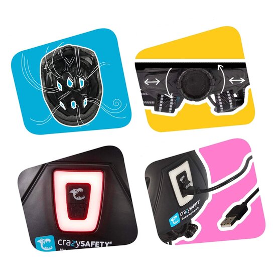 Crazy Safety Crazy Safety | Stribes Fahrradhelm Dunkelblau