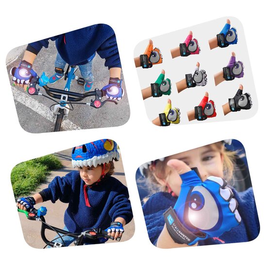 Crazy Safety Crazy Safety | Blauw Fietshandschoenen Met Reflecterende Ogen
