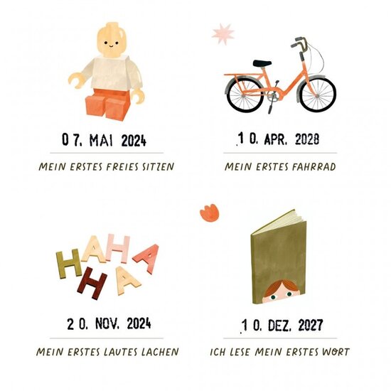 Les Petites Dates Les Petites Dates | Plakat Meine Ersten Male Léa Le Pivert Mama Papa Deutsch