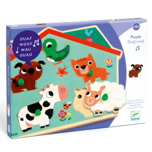 Puzzle Ouaf Woof with animals sounds Djeco