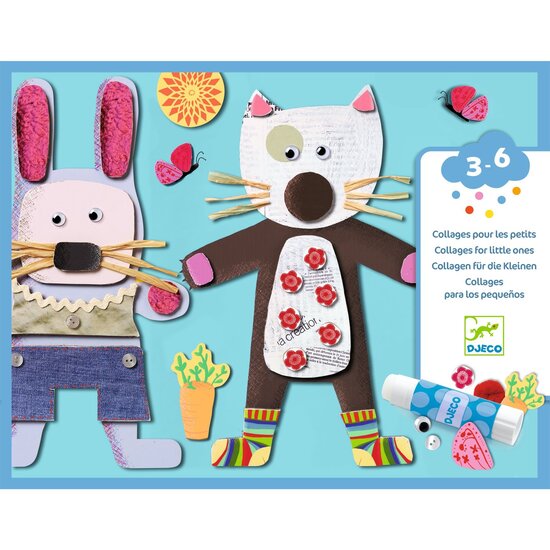 Djeco Fun arts and crafts box collages for little ones - Funny animals - Djeco