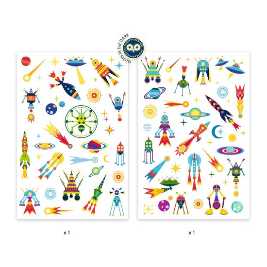 Djeco Tattoos Space Oddity - leuchtend im Dunkel - Djeco