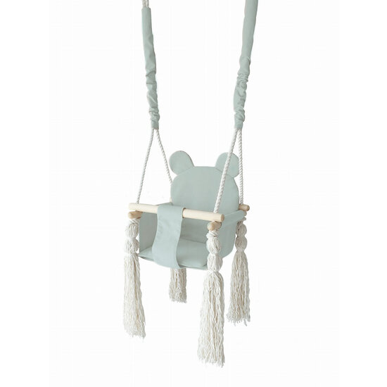 Moje Moje |  Teddy Bear Baby Swing - Mint + Length of rope