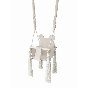 Moje | Teddy Bear Baby Swing - Ecru + Length of rope
