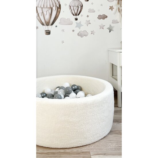 Moje Moje | Bällebad Teddy - Weiß 90x40 cm + Bälle