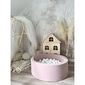 Moje Moje | Piscine à balles en velours - Rose 90 x 30 cm + balles