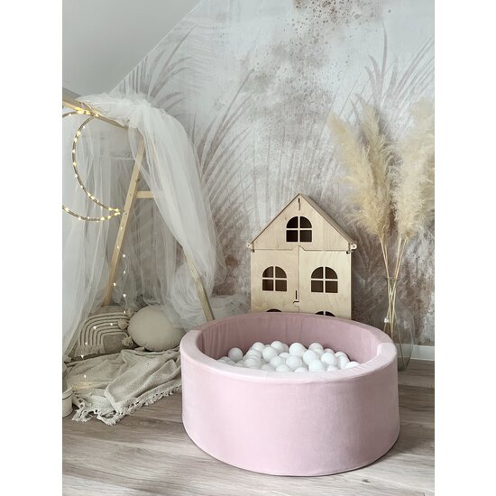 Moje Moje | Ballpool Velvet – Rosa 90 x 30 cm + Bälle