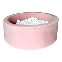 Moje | Piscine à balles en velours - Rose 90 x 30 cm + balles