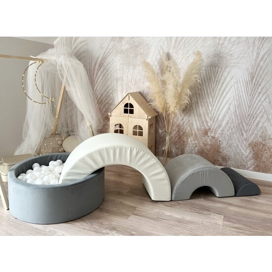 Moje Moje | Rainbow play set + Ball Pool  - Grey 90x30 cm + 200 balls