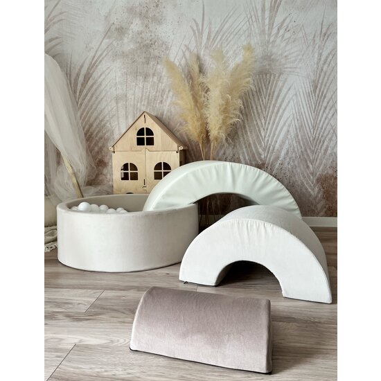 Moje Moje | Regenbogen Spielset + Bällebad - Beige 90x30 cm + 200 Bälle