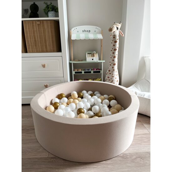 Moje Moje | Bällebad Baumwolle – Beige 90 x 30 cm + Bälle