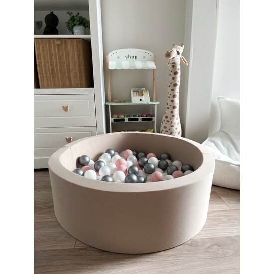 Moje Moje | Bällebad Baumwolle – Beige 90 x 30 cm + Bälle