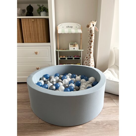 Moje Moje | Piscine à balles en coton - Bleu 90 x 30 cm + balles