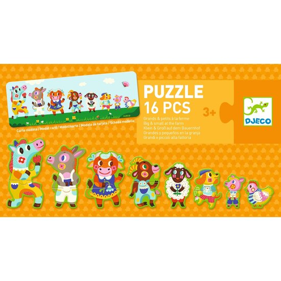 Djeco Djeco | Puzzel  Klein En Groot Op De Boerderij - 16 pcs