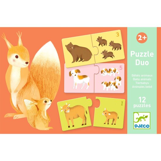 Djeco Djeco puzzel duo babydieren 12x 2st