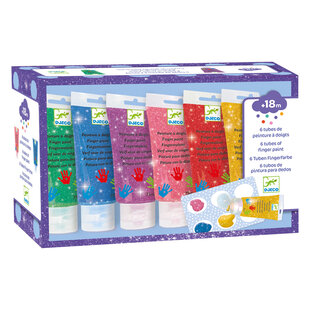 Djeco glitter finger paint 6 tubes