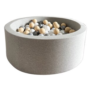 Moje | Piscine à balles en coton - Gris clair 90 x 30 cm + balles