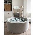Moje Moje | Piscine à balles en coton - Gris clair 90 x 30 cm + balles