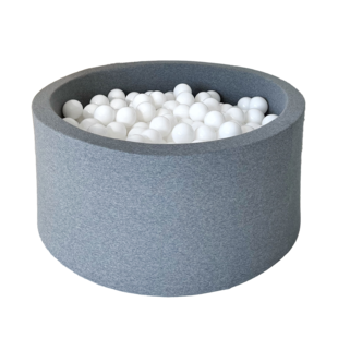 Moje | Piscine à balles en coton - Gris 90x40 cm + Balles