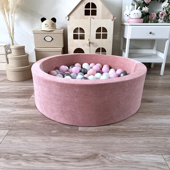 Moje Moje | Bällebad Soft Velvet  - Himbeerrosa 90x30 cm + Bälle