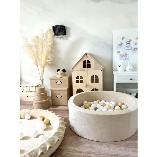 Moje Moje | Bällebad Soft Velvet - Ecru 90x30 cm + Bälle