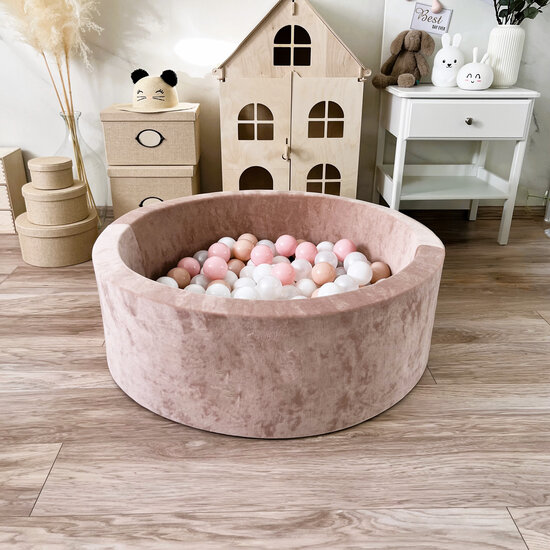 Moje Moje | Bällebad Soft Velvet - Dunkelbeige 90x30 cm + Bälle