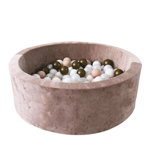 Moje | Piscine à balles en velours doux - Beige foncé 90x30 cm + Balles