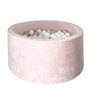 Moje | Piscine à balles en velours doux - Rose clair 90x40 cm + Balles