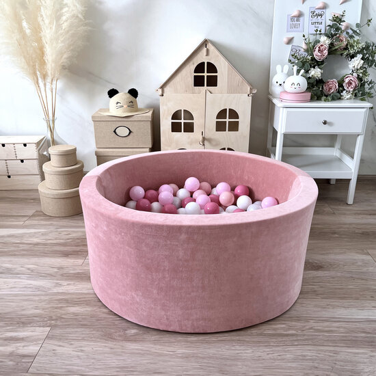 Moje Moje | Bällebad Soft Velvet  - Himbeerrosa 90x40 cm + Bälle