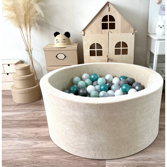 Moje Moje | Ballenbad Soft Velvet - Ecru 90x40 cm + Ballen