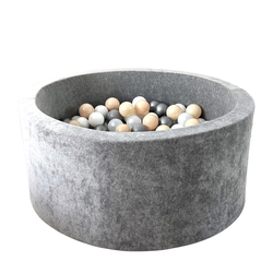 Moje | Piscine à balles en velours doux - Gris 90x40 cm + Balles